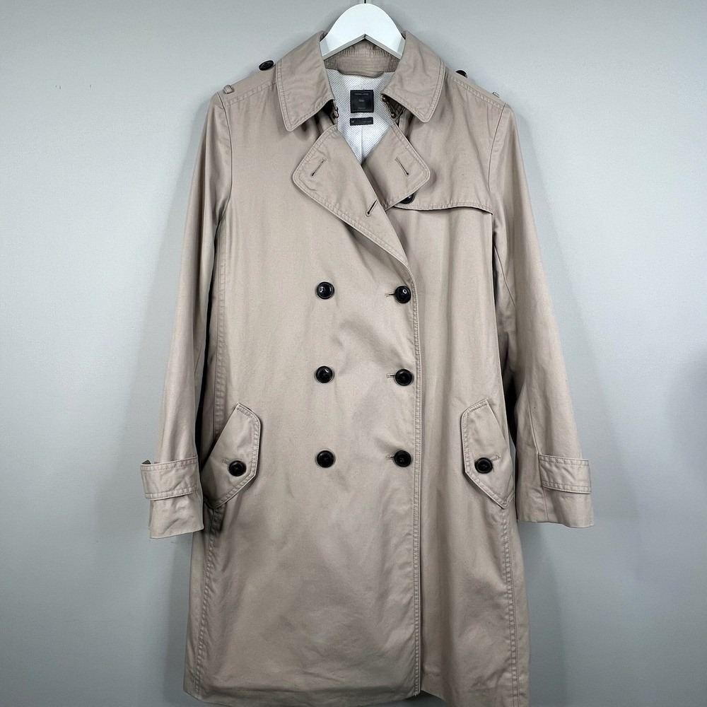 Gap‎ Women's M Trench Coat Tan Khaki Double Breasted Belted Cotton
